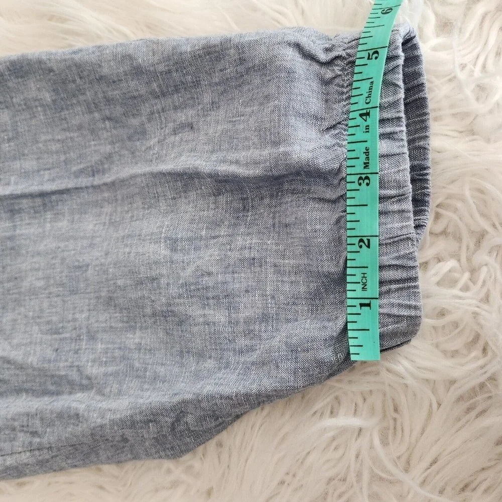 Athleta Jogger Pants Women 18 Plus Blue 100% Linen Pull On Elastic Waist Comfort